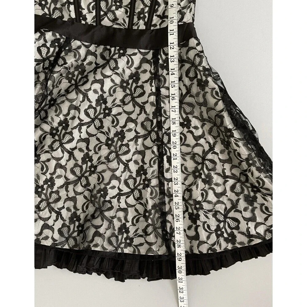 Vintage Jessica McClintock Gunne Sax Dress Sz 7 Black Lace Corset Whimsi Goth